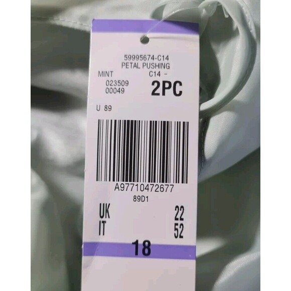 Le Suit Women Mini Dress Set Size 18 Satin Light Green Open Front Jacket 288A - Picture 8 of 9